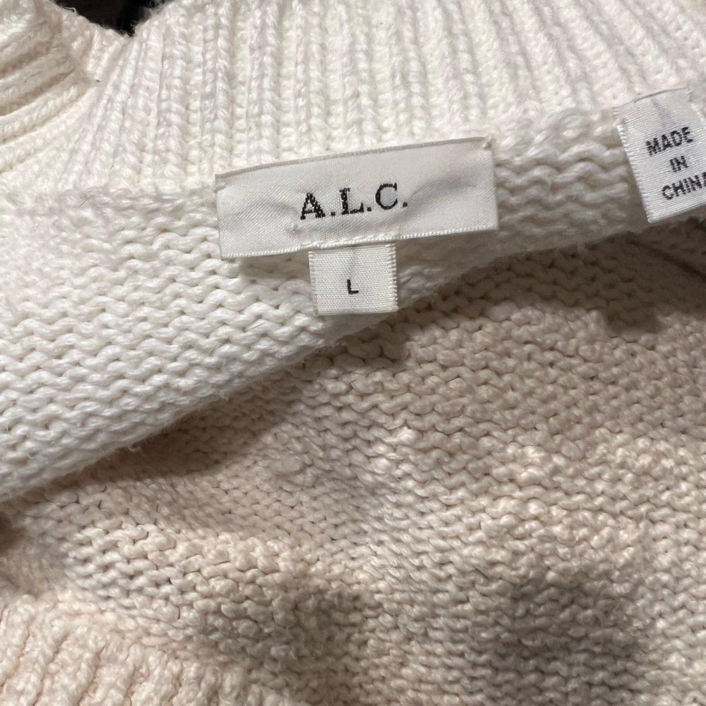 A.L.C. White Cowl Neck Sweater with Textured Knit